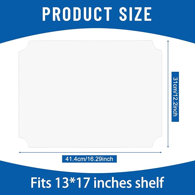 Frienda Set of 10 Wire Shelf Liner 16.9 x 12.8 Inch Heavy Duty Waterproof Shelf Liners for Wire Shelving, Non Adhesive Plastic Mat for Metal Rack Kitchen Shelves, Shoe Rack(Clear)