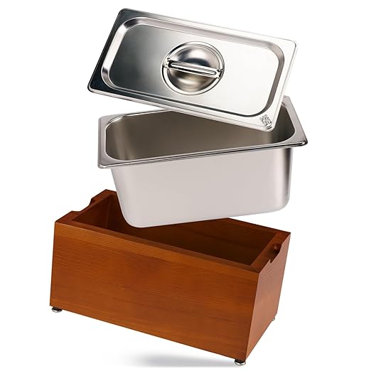 Art Secret 1.6 Gal Kitchen Countertop Compost Bin, Smell Proof Insert with Pine Wood Box (Brown)
