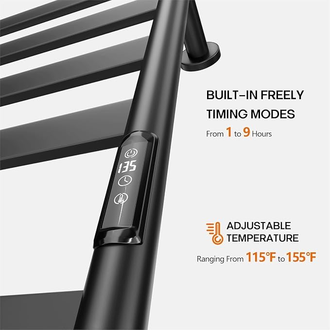 Poloma Paraheeter Towel Warmer, Heated Towel Rack, Towel Warmer Racks for Bathroom, Towel Dryer, Towel Heater, Wall Mounted, Matt Black, CSA Certified.