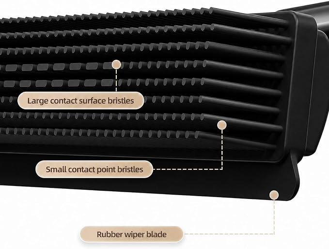 GOOGO Pet Hair Removal Kit, Black Carpet Rake and Scraper | Designed for daily fur pickup on carpets, upholstery, pet beds and car mats, with a long handle rake, scraper and glove.