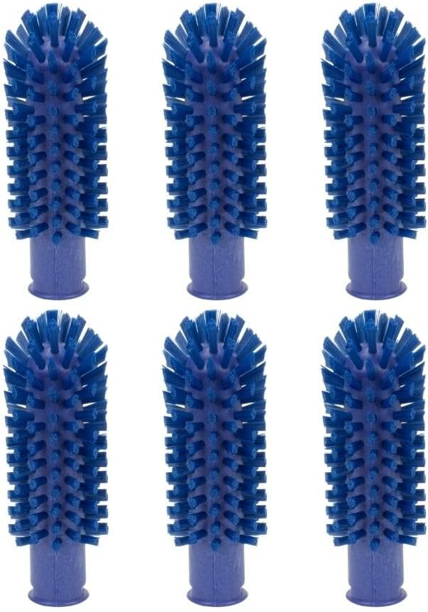 SPARTA Industrial Tank Brush Head Pipe Brush Head, Drain Brush with 3/4" Thread Hole (Handle Not Included) for Commercial Use, Plastic, 2 x 5.7 Inches, Blue, (Pack of 6)