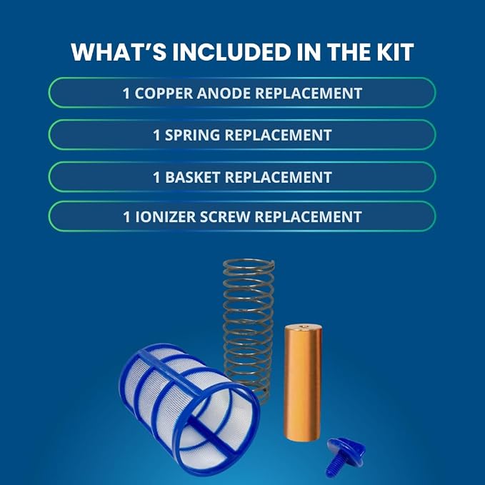 Solar Pool Ionizer Replacement - Basket Screen and Copper Anode for Pool Ionizer, Copper Pool Ionizer, Copper Ionizer for Pools, Replacement Parts for Pool Copper Ionizer