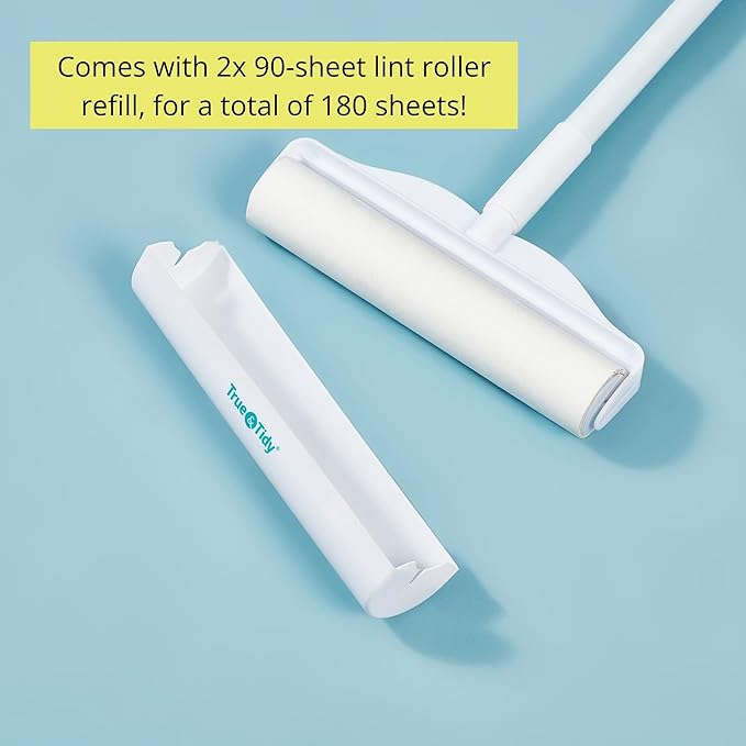 True & Tidy StickyPro XL Lint Roller Value Set with 2 Lint Roller Refills, Heavy-Duty Durable, Adjustable Handle Works Great on Pet Hair, Clothing, Furniture and More, 360 Sheets Total, Refillable
