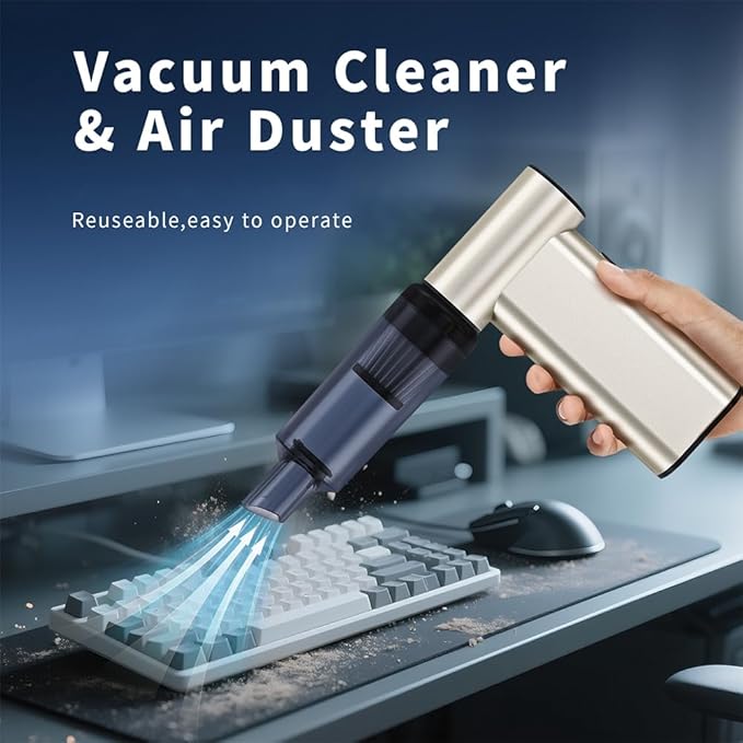 Compressed Air Duster, 300000RPM Aluminum Electric Air Duster, Rechargeable Cell Phone Charger, 4-Gear Handheld Blower Vacuum Cordless, Dust Blower for Keyboard/Computer/House/Outdoor and Car