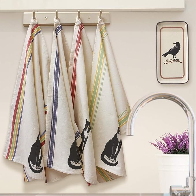 Custom Decor Kitchen Towels Tuxedo Cat C Pets Cats Cleaning Supplies Dish Towels Multi Stripe Design Only