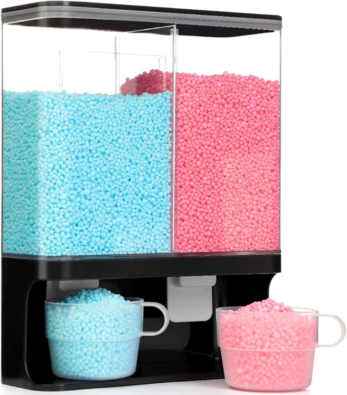 Conworld Laundry Detergent Dispenser, Wall-Mounted Scent Booster Beads Dispenser for Laundry Organizer, Laundry Beads Container, Rice Dispenser, Black