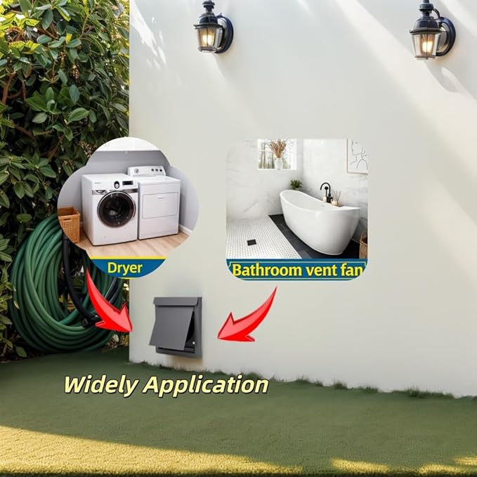 CulinaryEdge Magnetic Dryer Wall Vent Cover Outside Exterior 4 Inch, Bathroom Exhaust Fan Hood Duct Vent Kit Cover Outdoor