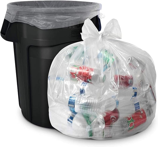 55 Gallon Clear Trash Bags - 38" x 58" 1.5MIL(Equivalent)-CSR Series-Heavy Duty Industrial Liners Clear Garbage Bags for Recycling, Contractors(1 Pallet of 100 Cases, 10000 Bags Total)