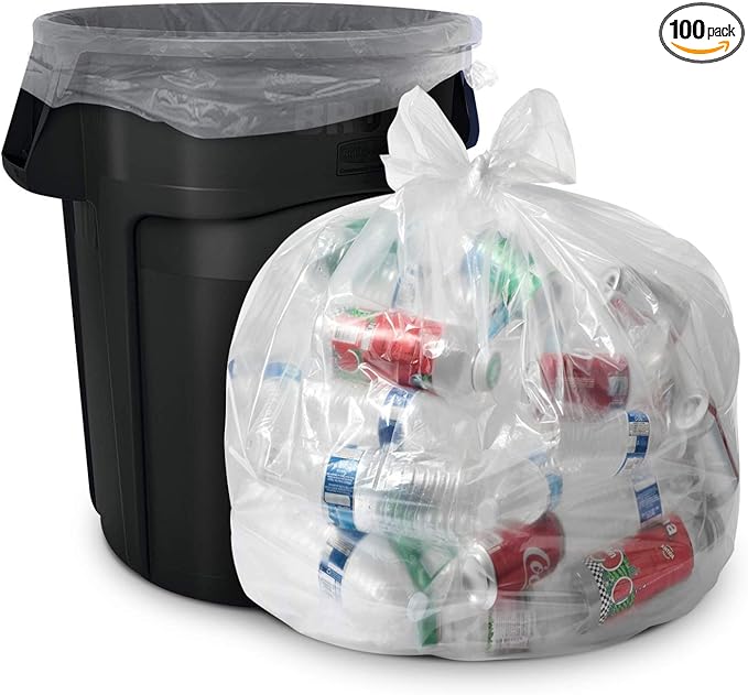 45 Gallon Clear Trash Bags - (Huge 100 Pack) - 40" x 46" - 1.5 MIL (Equivalent) - CSR Series - Heavy Duty Industrial Liners Clear Garbage Bags for Recycling, Contractors, Storage, Outdoor