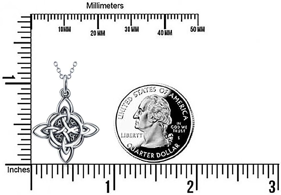 FLYOW 925 Sterling Silver Good Luck Irish Jewelry Celtic Knot Pendant Necklace for Women Birthday Graduation Gift