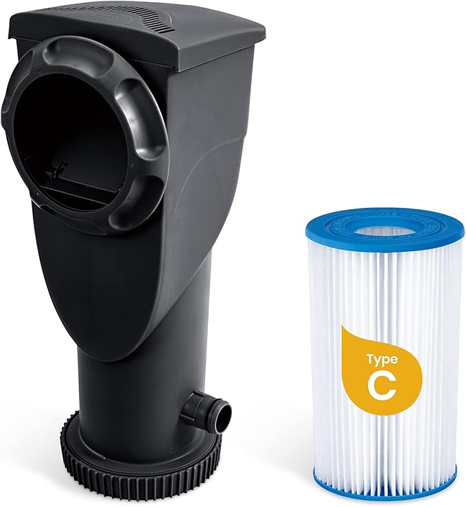 Summer Waves P53FX150K SkimmerPlus 1500 Gallon Above Ground Framed Swimming Pool Water Cleaning Filter Pump System, Black
