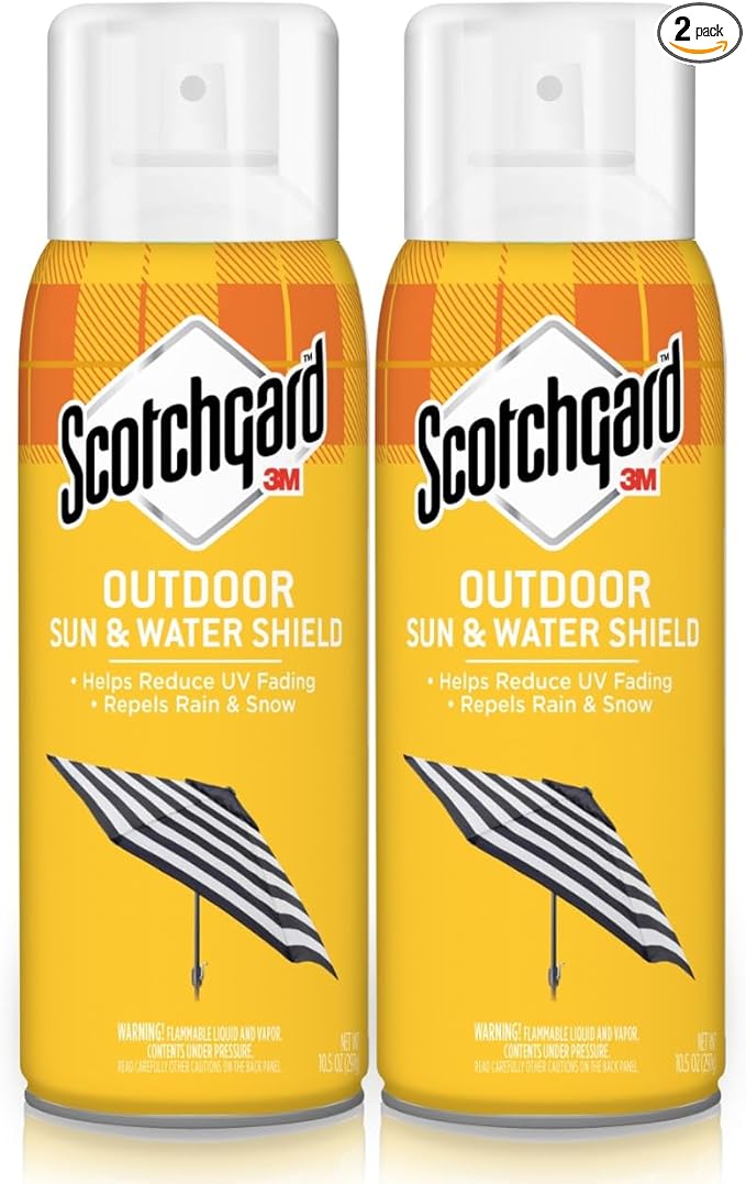 Scotchgard Water & Sun Shield Outdoor Fabric Protector Spray – UV Blocking & Waterproofing Fabric Guard for Patio Furniture, Cushions, Umbrellas, Boat Covers & More, 10.5 oz Aerosol (Pack of 2)