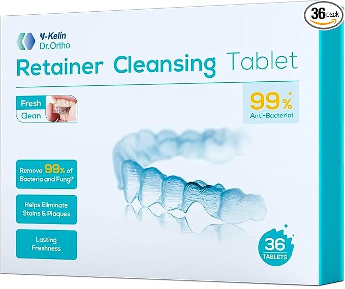 Y-Kelin Retainer Cleaner, Mouth Guard Cleaning Tablets - Remove & Clear Stains from Dental Appliances - in 3 Minutes (Mint,36 PCS)