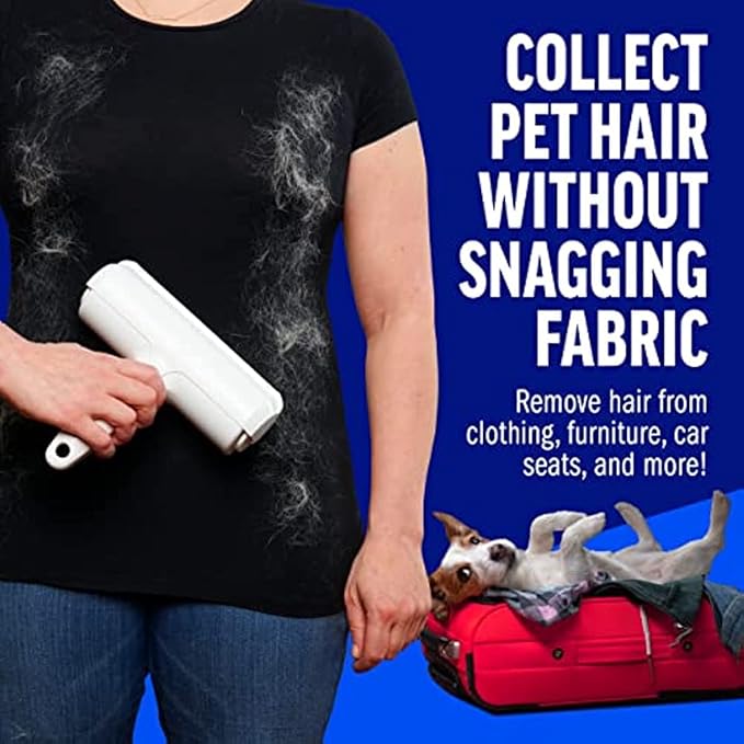 ChomChom Roller Pet Hair Remover and Reusable Lint Roller - Original White, Black Cat and Dog Hair Remover