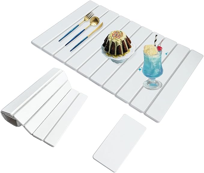 Large Stone Drying Mat for Kitchen Counter,24x16 Inch Fast Drying & Super Absorbent Diatomaceous Earth Sink Mat, Collapsible Dish Drying Stone for Dishes, Bottles, Cups, Matches Any Countertop