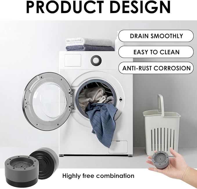 4Pcs Fridge Base Raisers, Universal Anti Vibration Washing Machine Feet Pads, Noise Reduction Non-slip Floor Protection Refrigerator Mat Feet Pad for Mini Fridge, Washing Machine, Dryer, Dishwasher