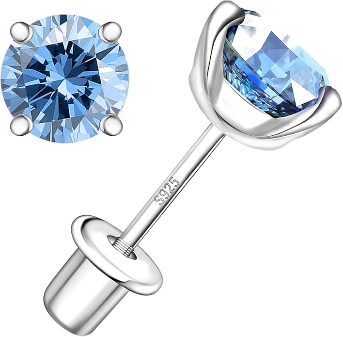 Moissanite Screw Back Earrings Studs - 0.2CT-4CT Moissanite Earrings for Women 925 Sterling Silver Piercing Real Colorful Moissan Hypoallergenic Jewelry Ear Stud Gifts