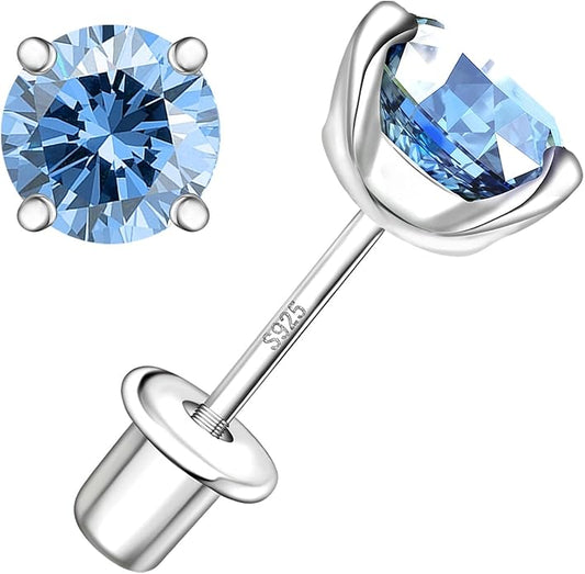 Moissanite Screw Back Earrings Studs - 0.2CT-4CT Moissanite Earrings for Women 925 Sterling Silver Piercing Real Colorful Moissan Hypoallergenic Jewelry Ear Stud Gifts
