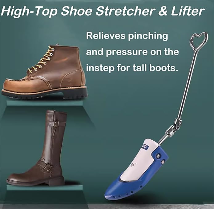 Boot Stretchers for Cowboy Boots, Shoe Stretchers for Men Thick Wide Feet (7-12.5), Adjustable Length & Width Shoe Trees (Blue)