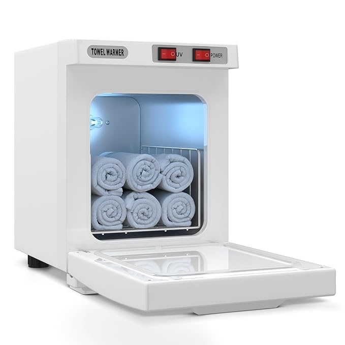 Hot Towel Warmer, 5L Towel Warmer Cabinet, Mini Towel Heating Machine with Stainless Steel Racks, Towel Heater for Spa, Salon, Beauty, Barber, Massage, Gym, Home (White)