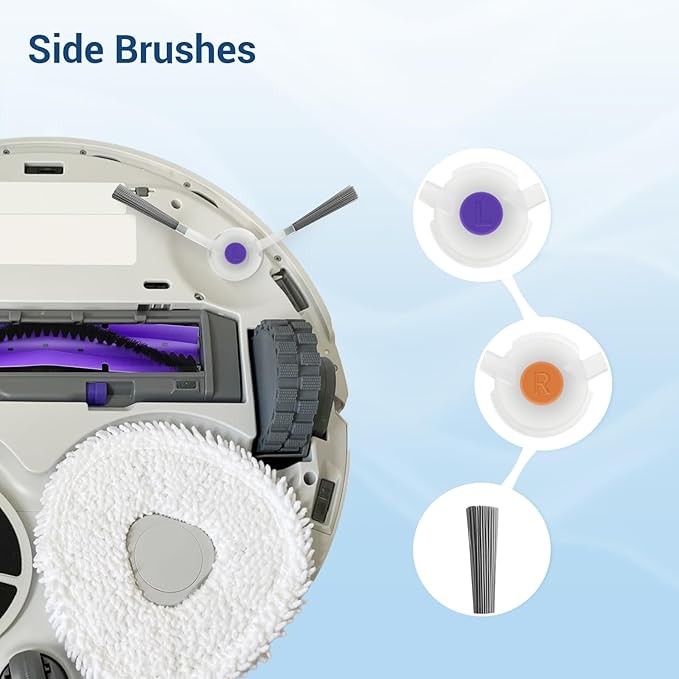 16 Pack Replacement Parts for Narwal Freo Robot Vacuum Cleaner Spare Accessories Kit, 1 Main Roller Brush, 4 Hepa Filters, 4 Mop Pads, 6 Side Brush, 1 Clean Tool.
