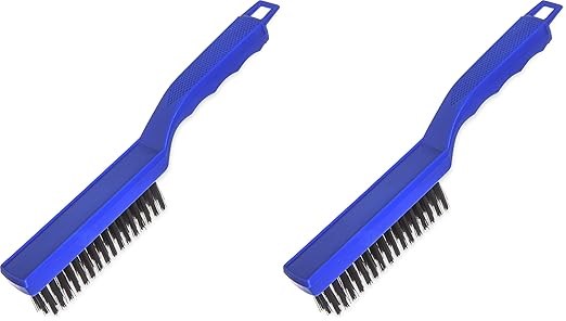 SPARTA 4067000 Flo-Pac Carbon Steel Griddle Brush, Grill Cleaning Brush, Kitchen Brush with Hanging Hole for Kitchen, Restaurant, Home , 11 Inches, Blue (Pack of 2)
