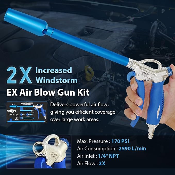 FIRSTINFO A18563KUS 9-Piece Windstorm 2X Flow Air Blow Gun Master Kit