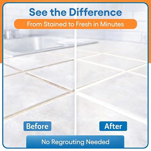 Deep Clean & Restore Bundle – Heavy Duty Tile & Grout Cleaner with White Grout Paint Pen 2-Pack – Degreaser & Grout Whitener Kit for Bathroom, Kitchen, Shower
