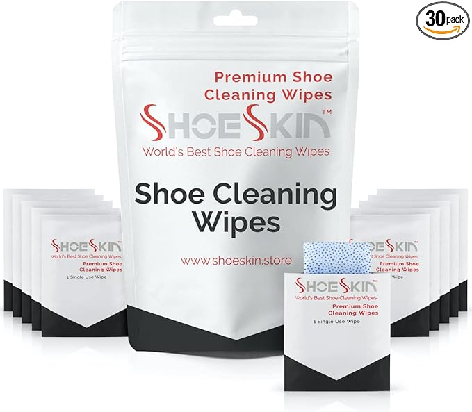 Shoe Cleaning Wipes (30 Count) - Textured Sneaker Cleaning Wipes Great for Travel - Works for All Shoes and Sneakers