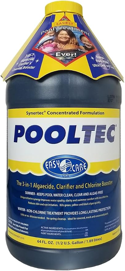EasyCare 30064 PoolTec Algaecide, Clarifier and Chlorine Salt Cell Booster, 64 oz. Bottle