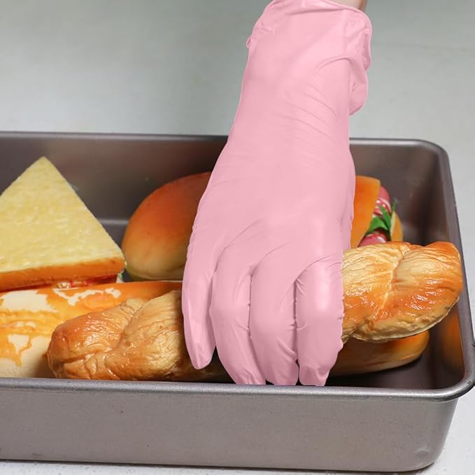 Disposable Gloves Large, Nitrile and Vinyl Blend Material Gloves, Latex Free 4 Mil 1000 Pc Food Grade Glove for Cleaning, Food Prep,Hair Dye,Tattoo, Pink