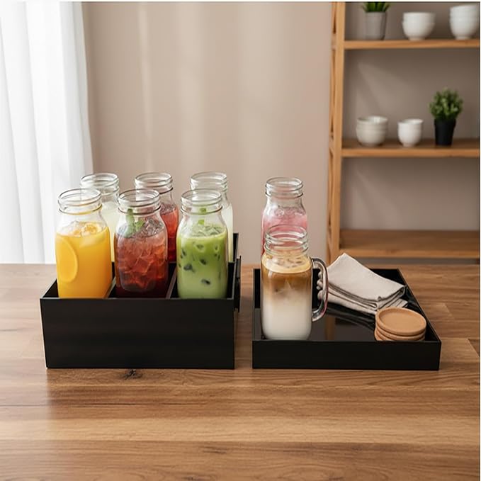 Black Shower Caddy,stotage box,portable shower caddy,6-grid acrylic classification storage with tray.Suitable for bath Dorm Room,office,kitchen,dining,hotel,bar,travel,home organizer and storage box.