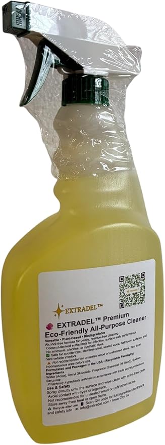 EXTRADEL™ Safe on Counters, Tough on Daily Messes – Premium 32 oz Plant‑Based, Shine‑Boosting All‑Purpose Cleaner with Essential Oil Scent