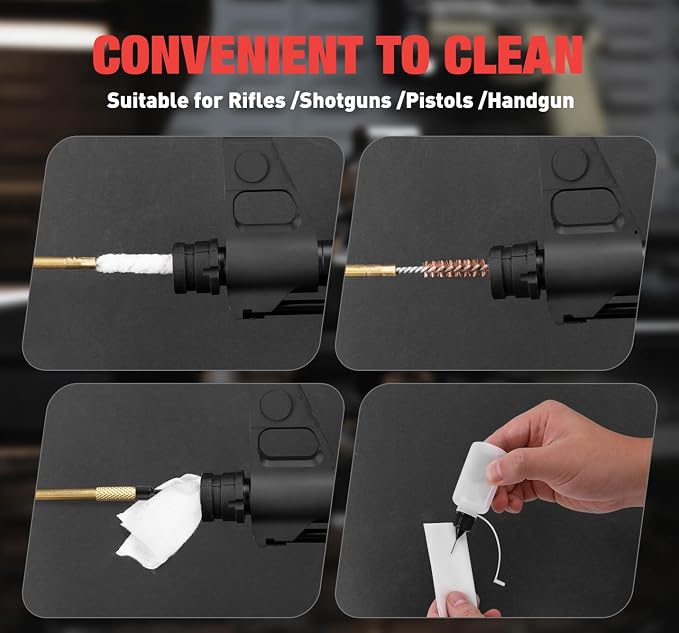 Universal Gun Cleaning Kit for All Caliber Compatible with Pistol Rifle Handgun Shotgun Hunting with Cleaning Stand，Gifts for Men, Dad, Husband