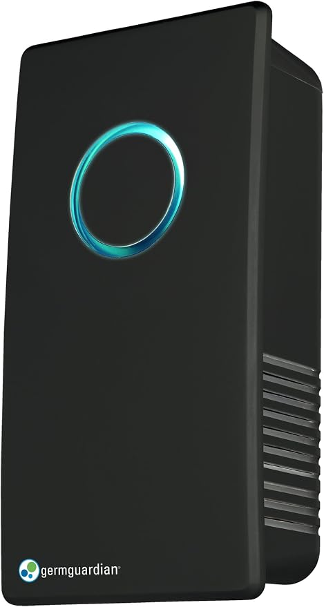 Germ Guardian GG1100B 7” Pluggable Small Air Purifier, Small Room Wall Air Sanitizer, Freshens Air, UV-C Light Kills Germs, Reduces Odors from Pets, Cooking, Mold, GermGuardian, 1-Yr Wty (Black)