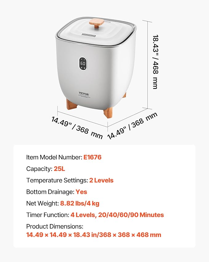 VEVOR Towel Warmers for Bathroom, 25 L Towel Warmer Bucket with Auto Shut Off for Spa Fits up to 5 Oversized Towels, Blankets, Clothes, Bathrobes, PJ's and More, Gray