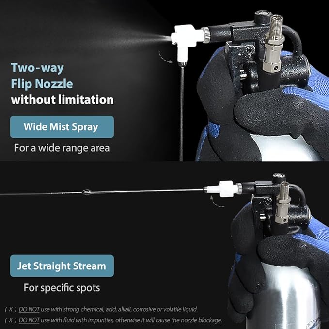 FIRSTINFO A1638Y5(3rd Gen) Patented Lightweight Max. Pressure 140psi / 620ml Thickened Aluminum Canister Refillable High Pressure Aerosol Spray Can/Pneumatic Compressed Air Sprayer
