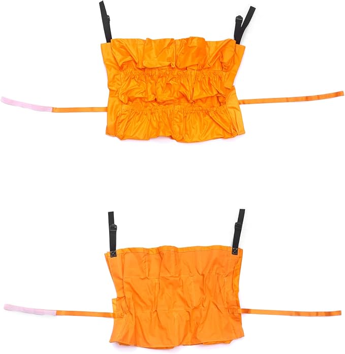 QWORK Trash Can Caddy Bag, 10 Pocket Commercial Cleaning Bag, Fit 32-50 Gallon Can, Round Trash Bag Holder, Garbage Bin Organizer, Yellow