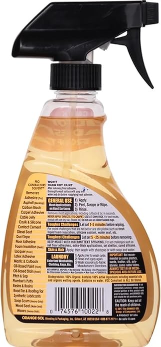 GROVE De-Solv-It Contractors Solvent Spray Bundle - Heavy Duty Degreaser & Concrete Dissolver - Caulk Remover, Floor Adhesive, Tar - No Harmful Vapors - Caulk Remover Solvent - Citrus Scent - 12 oz