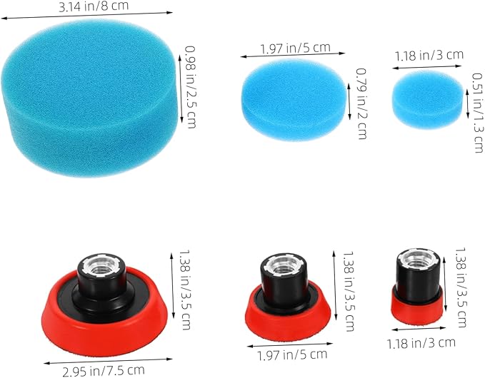 Vaguelly 1set Polishing Pad Kit for Drill Buffing Sponge Wheel Self-Adhesive Waxing Disc Auto Detailing Buffing Pads for Car Scratch Repair and Polishing Finish
