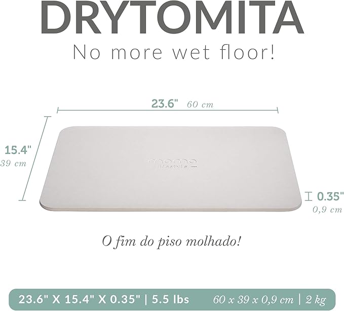 Momo Lifestyle Stone Bath Mat Drytomita – Quick Drying Diatomaceous Earth, Ultra Absorbent (23.6 X 15.4 Inches) Linen Grey