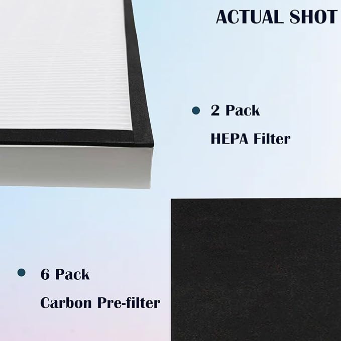 83195 Filter for Kenmore/Sears 83254 83396 85254 F-K3 Air Purifier Used for Large Room & Bedroom - 2 Pack H13 True HEPA Filter and 6 Pack Carbon Pre-filter