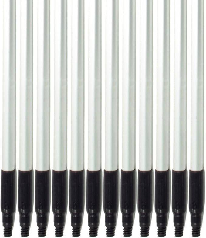 SPARTA Adjustable Aluminum Broomstick, 48” Mop and Broom Handle Replacement with Color-Coded System for Environments with Harsh Cleaning Agents, Aluminum, 48 Inches, Black, (Pack of 12)