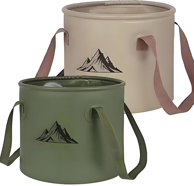 2Pcs Collapsible Bucket with Handle, 10 Gallon(20L+20L), Multifunctional Water Basin, Folding Tub, Portable Bin, Ultra Lightweight Outdoor Basin Bucket, Folding for Fishing, Camping, Hiking