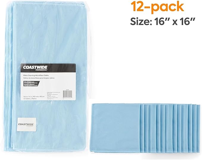 Coastwide Professional Microfiber Cleaning Cloths, 7 x 6 Inches, Multicolor, 18-Pack — Streak-Free Wipes for Glasses, Screens, Cameras & Electronics