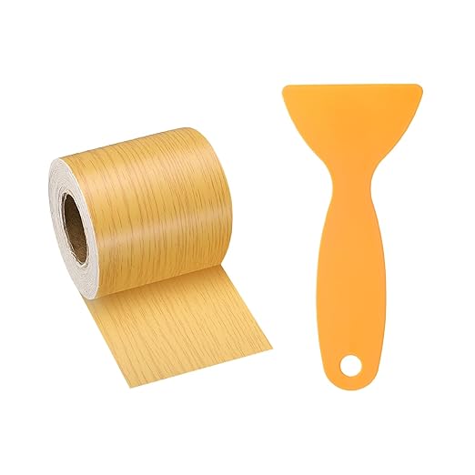 HARFINGTON Wood Grain Repair Tape 2 Inch x 33ft Self Adhesive Repair Patch Tape Simulated Wooden Floor Tapes with Plastic Scraper for Tables Doors Windows Furniture, Oak