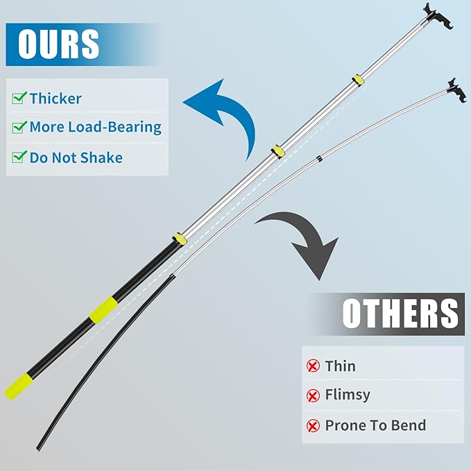 UQM 12 Ft Telescopic Extension Pole with Utility Hook, Telescoping Pole for Hanging Christmas Lights String Lights Birdfeeder, Heavy-Duty Christmas Light Pole Hanger Tool Tree Without Ladder