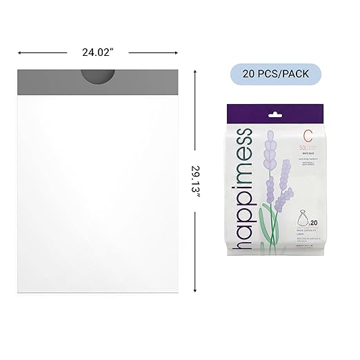 happimess 13.2 Gallon (50L) Drawstring Trash Bags, Lavender Scent, White, Heavy Duty MDPE Liners for Kitchen and Household, Odor Control, Custom Fit 40 Count (2 Packs of 20 Liners) HPM3101C-W-2SET