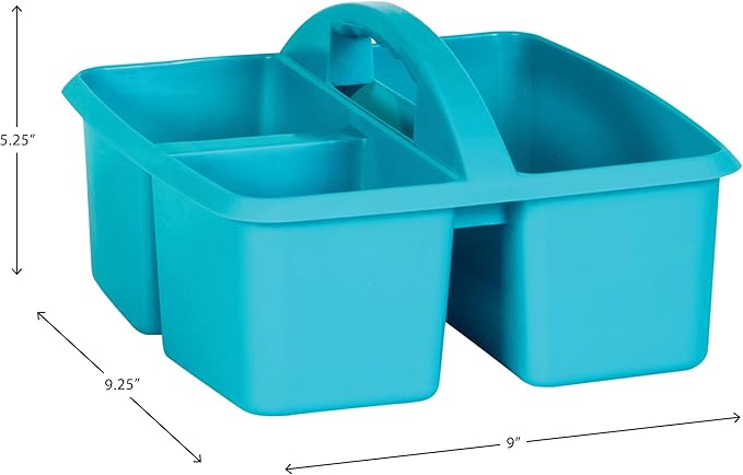 Teacher Created Resources Teal Portable Plastic Storage Caddy 6-Pack for Classrooms, Kids Room, and Office Organization, 3 Compartment