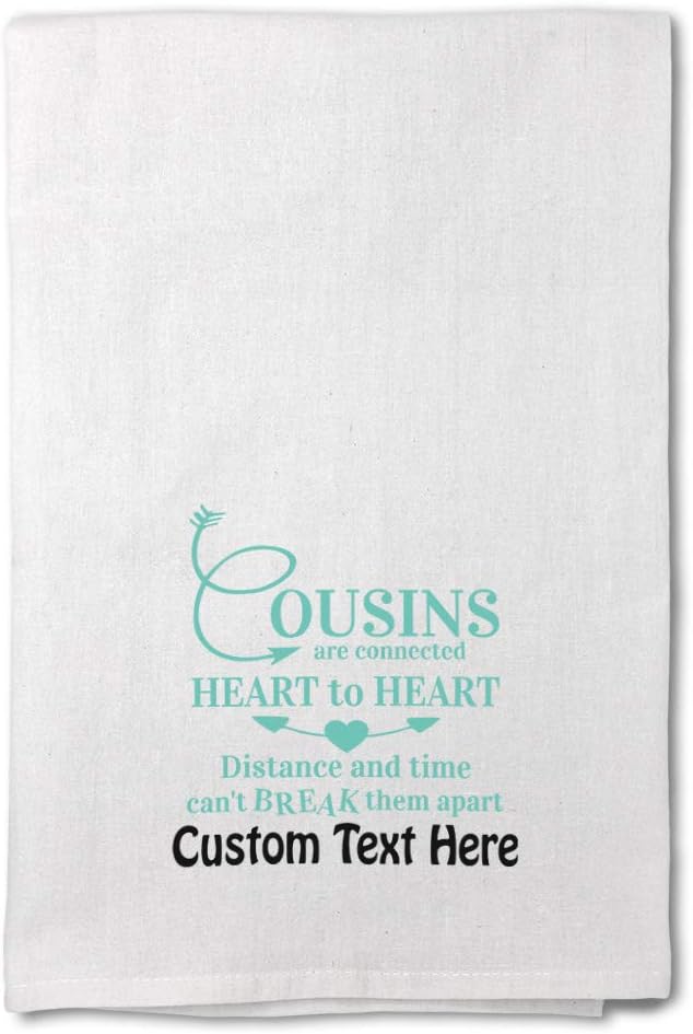 Style In Print Custom Decor Flour Kitchen Towels Cousins Connected Heart Distance Time Can't Break Them Apart Funny & Novelty Novelty Cleaning Supplies Dish Towels Personalized Text Here